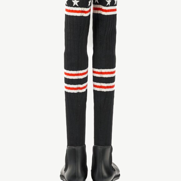 Givenchy Black Over-the-Knee Star & Stripe Sock Rain Boots - Picture 4 of 10